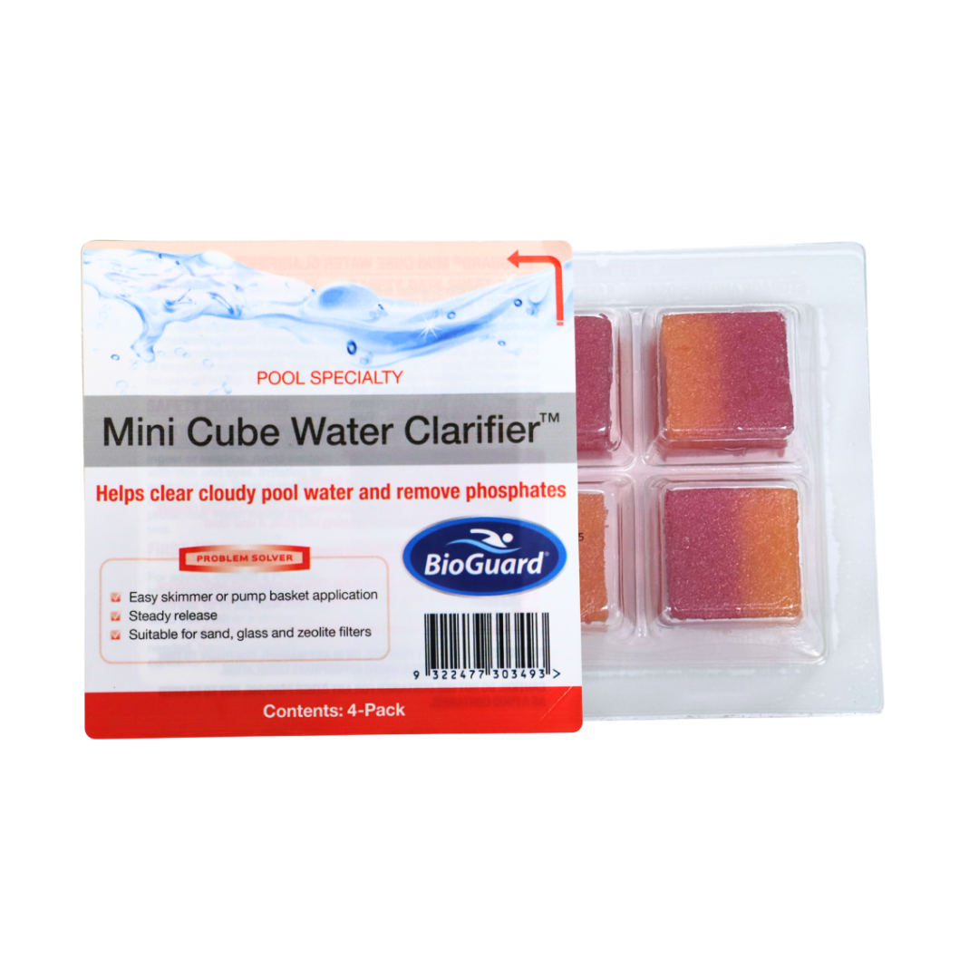 BioGuard Mini Cube Water Clarifier packaging on a white background
