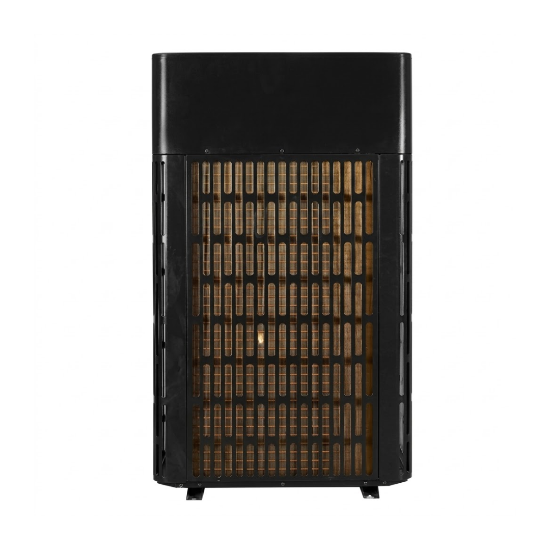 Rear ventilation grille view of the Guardian Lux V 17kW top discharge pool heat pump on a white background.