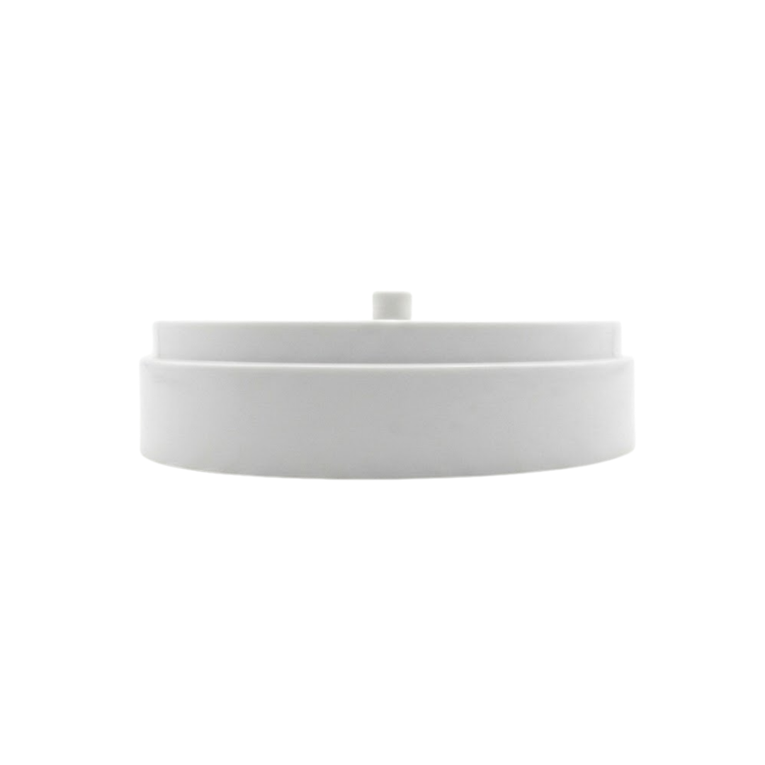 Side profile view of a light grey plastic adapter ring for a HydroAir adjustable VSR spa jet, showing its stepped cylindrical body and small top alignment tab.