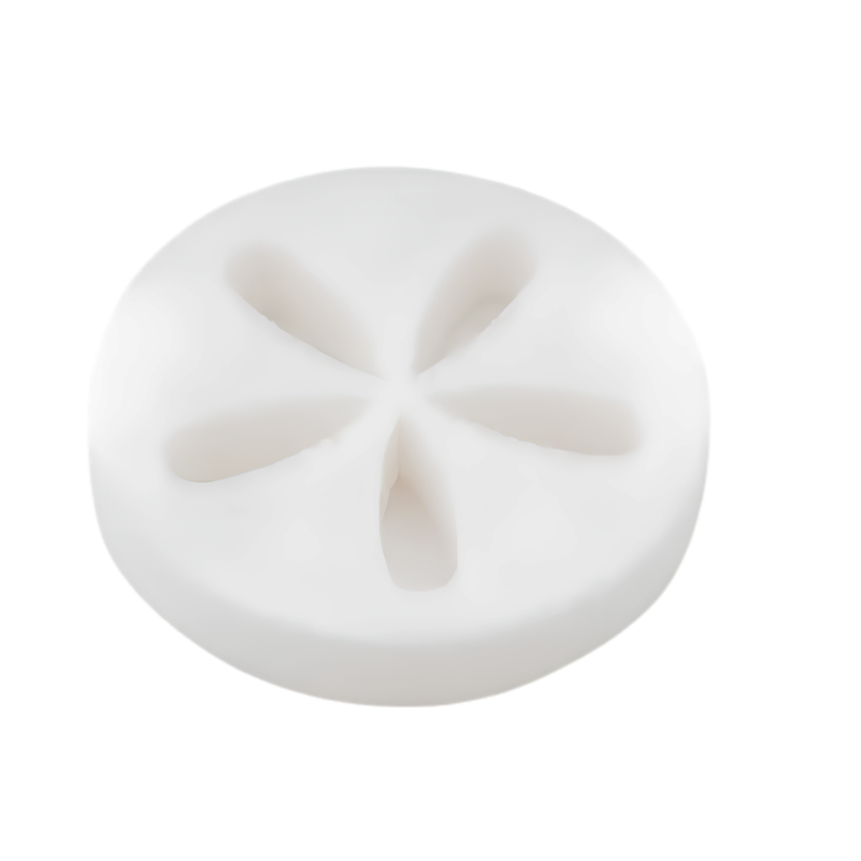 Angled view of a white Life Spa Disc reusable oil absorbing foam sponge for hot tubs and swimming pools on a white background.