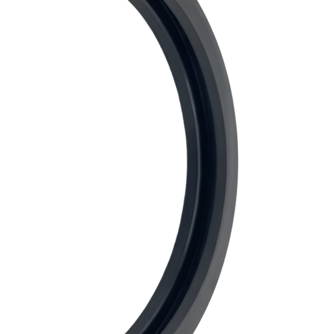 Close-up detail view of the curved outer edge and internal recess of a black rubber Spa Electrics WN203 sealing gasket.