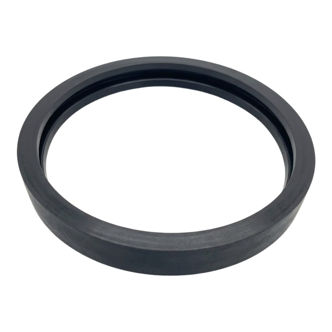 Full perspective view of a black rubber Spa Electrics WN203 replacement sealing gasket resting on a plain white background.