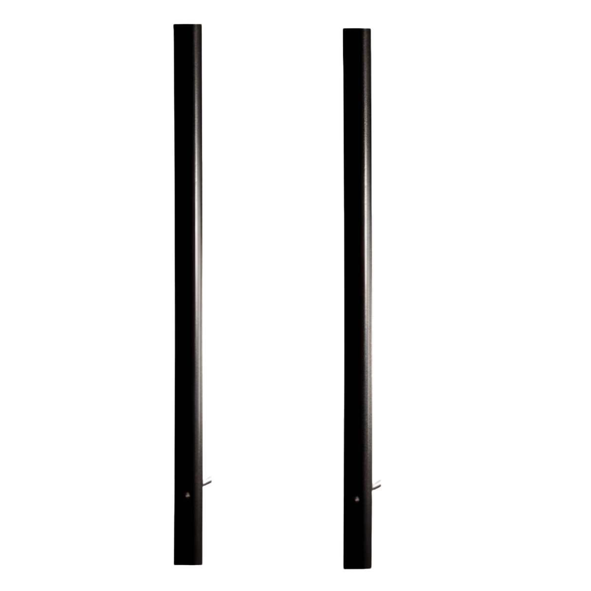 Pair of black vinyl-coated replacement upright posts for the S.R. Smith Swim N' Spike swimming pool volleyball game system isolated on a white background.