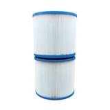 Stacked two-pack set of 10401000 C40 replacement filter cartridges with blue end caps for round basket pool and spa skimmers