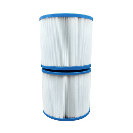 Stacked two-pack set of 10401000 C40 replacement filter cartridges with blue end caps for round basket pool and spa skimmers
