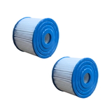 Two 10401000 C40 replacement filter cartridges shown at a diagonal angle highlighting the flat blue end caps and center openings