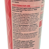 Back label of a container with directions for use on a white background