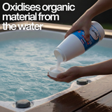 Crystal clear spa water treated with Poppits Quick Fix