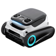 Front three-quarter studio view of an Aiper Scuba N1 Pro robotic pool cleaner, featuring caterpillar tracks with blue accents, front scrubbing brush, LED status light bar, top intake vents, and Aiper branding isolated on white.