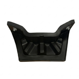 Rear view of a charcoal black replacement neck headrest pillow for an Artesian Elite spa, showing the molded back structure and dual grey plastic mounting pins on a white background.