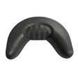 Front view of an Artesian Spas Island series neck collar charcoal grey replacement hot tub pillow with a distinct crescent shape and textured wavy center insert against a white background.