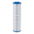 Full standing front profile view of a 75 Sq Ft replacement filter cartridge for Artesian Island Spas showing a blue molded top handle and two white center support bands