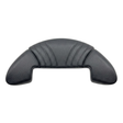 Front view of an Artesian Spas Island series charcoal grey replacement waterfall headrest pillow featuring a cut-out design bottom to accommodate a waterfall feature and a ribbed center pattern against a white background.