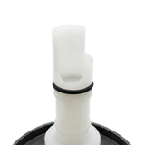 Close-up view of the white translucent plastic stem on an Artesian C-Helix 2.75 SS spa jet insert, showing the black rubber O-ring and top intake cutout window.