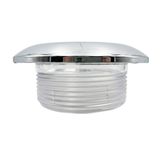 Side view of the Artesian 5-inch light housing lens assembly, showing the polished stainless steel chrome bezel and transparent threaded lens body isolated on a white background.