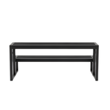 Rear view of black Artesian modular aluminium 2-tier steps for hot tubs