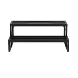 Front view of black Artesian modular aluminium 2-tier steps for hot tubs