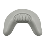 Front product shot of a replacement silver grey curved foam neck headrest pillow for Artesian spas, showcasing a wavy textured center insert and no brand logo.