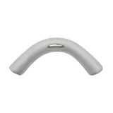 Front view of a grey wrap-around foam replacement headrest pillow for Artesian spas, featuring a sleek curved design with an oval center cutout opening.