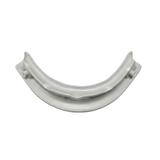 Rear view of a grey large wrap-around foam replacement headrest pillow for an Artesian hot tub, displaying the mounting channel tracks and dual alignment socket pins.