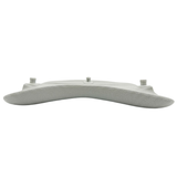 Top-down horizon view of a grey foam replacement lounge waterfall headrest pillow for an Artesian Platinum Elite hot tub, showing the curved ergonomic design and three upper snap-in mounting pins.