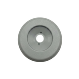 A top down overhead face view of a grey 2 inch Artesian Spas diverter valve replacement cap showing the textured round trim bezel and recessed center with stem hole