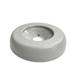 A three quarter side perspective view of a grey 2 inch Artesian Spas diverter valve replacement cap showing its thick rounded profile rim and recessed center