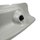 Close-up view of the rear plastic mounting screw attachment on an Artesian Spas Island series wrap headrest pillow for hot tub installation