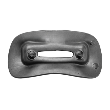 Rear view of an Artesian Spas Platinum Elite series 11-inch headrest pillow in charcoal gray, showing two mounting pegs and back casing design.