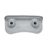 Rear view of an Artesian Spas South Seas Lounge series replacement hot tub headrest pillow in light gray, showing two mounting pegs and the back casing design.