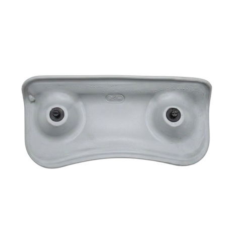 Rear view of an Artesian Spas South Seas Lounge series replacement hot tub headrest pillow in light gray, showing two mounting pegs and the back casing design.