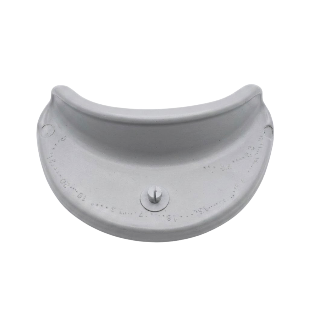 Rear view of an Artesian Spas South Seas series replacement hot tub neck headrest pillow in light gray, showcasing the singular single-peg mounting mechanism and smooth back casing structure.