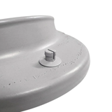 Close-up angled rear view of an Artesian Spas South Seas series replacement hot tub neck headrest pillow in light gray, focusing on its single mounting peg and back casing design.