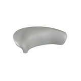 Side angle perspective view of an Artesian Spas South Seas series replacement hot tub neck headrest pillow in light gray, showcasing its ergonomic crescent slope and textured material.
