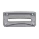 Rear view of an Artesian Spas South Seas and Tropic Seas series 8-inch waterfall headrest pillow in light gray, showing the four rear mounting pins and serial markings.