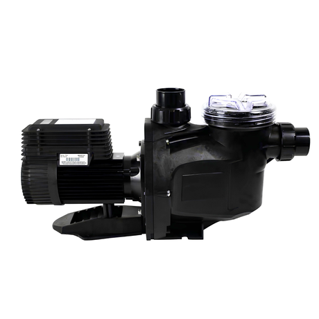 Side view of an AstralPool E230C MKII 1.0HP single speed pool pump showing the motor barrel, barcode sticker, and clear lint basket lid