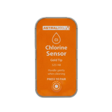 Top view of orange AstralPool Halo Chlorine Sensor Gold Tip model 525148 with Bluetooth pair button