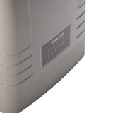 Side angle close-up view of the grey AstralPool Halo Lite 2 pool light controller unit, highlighting the casing design and the branded product label.