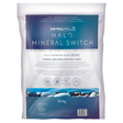 AstralPool Halo Mineral Switch 10kg bag, a multi-magnesium blend for converting saltwater or chlorine pools to mineral pools, featuring detailed product instructions and wellness icons.