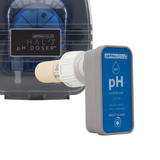 AstralPool Halo Bluetooth pH Probe Acid Sensor (Part 525150) shown alongside the AstralPool Halo pH Doser unit