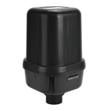 Three quarter side angle view of AstralPool SX1200 1200W spa air blower showing the bottom plumbing connection