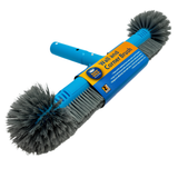 Aussie Gold heavy-duty pool wall and corner cleaning brush with blue handle and grey UV-stabilized nylon bristles