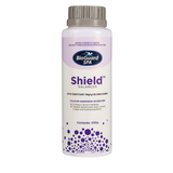 A 450g bottle of BioGuard Spa Shield Balancer, a calcium chloride hardness increaser used to stabilize hot tub water and prevent heater corrosion.