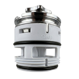 Side view of BWG directional internal chrome SL spa jet showing embossed logo, threads, and dual rubber O-rings.