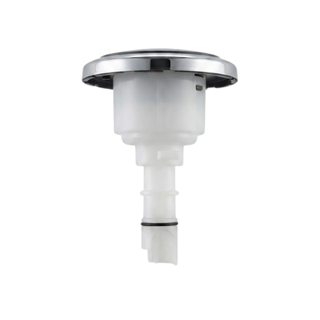 Side profile view of a C-Helix 3 Directional SS spa jet internal insert, showing the stainless steel face flange lip, white cylindrical body casing, and white rear stem with a black O-ring.