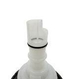 Close-up view of the rear white plastic stem on a C-Helix 3 MSSG SS spa jet internal insert, showing a black O-ring seal and notched side entry port.