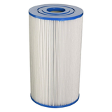 Front view of a C5050 replacement cartridge filter element with blue top and bottom caps for pool or spa filtration