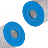 Two C5050 replacement cartridge filter elements showing a close-up view of the blue open end caps and internal support cores