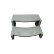 Light grey two-tier plastic Confer Plastics Handi-Step portable spa and hot tub entry stairs featuring curved anti-slip tread grooves.