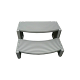 Light grey two-tier plastic Confer Plastics Handi-Step portable spa and hot tub entry stairs featuring curved anti-slip tread grooves.